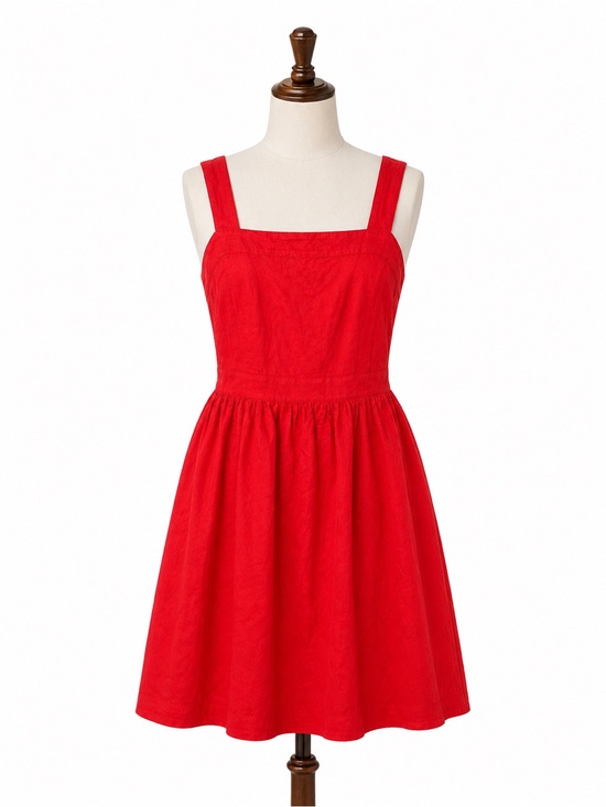 J. Crew Dresses & Skirts - J.Crew Red Linen Blend Tie-Back Mini Dress Size Medium Spring Wedding Guest